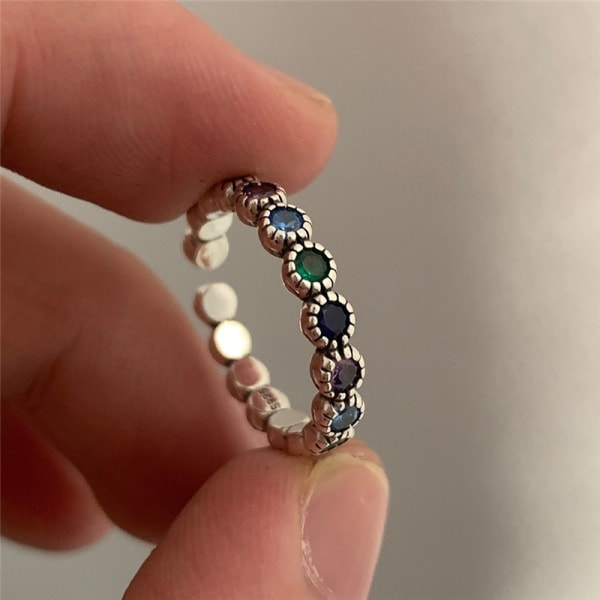 Flerfarvede cirkulære zirkonringe Justerbar ring - Perfekt