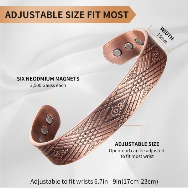 2 st koppararmband för män magnetiska armband med set för män Ultrastarkt magnetiskt armband rent koppararmband