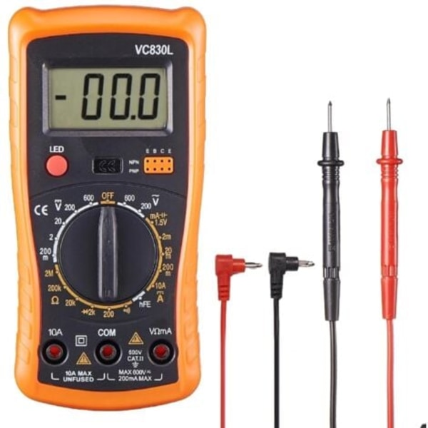 Digital Multimeter, Professionell Elektrisk Testare, Voltmeter/Resistans/Kontinuitet/Dioder Användbar för Laboratorier