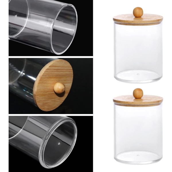 Plasthållare för bomullspinne, badrumsburkar (transparent, 2 st)