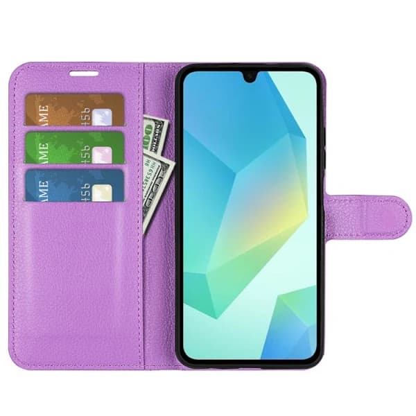Samsung Galaxy A17 5G Etui med Litchi-tekstur & Flip-stativ[JUN] Lilla