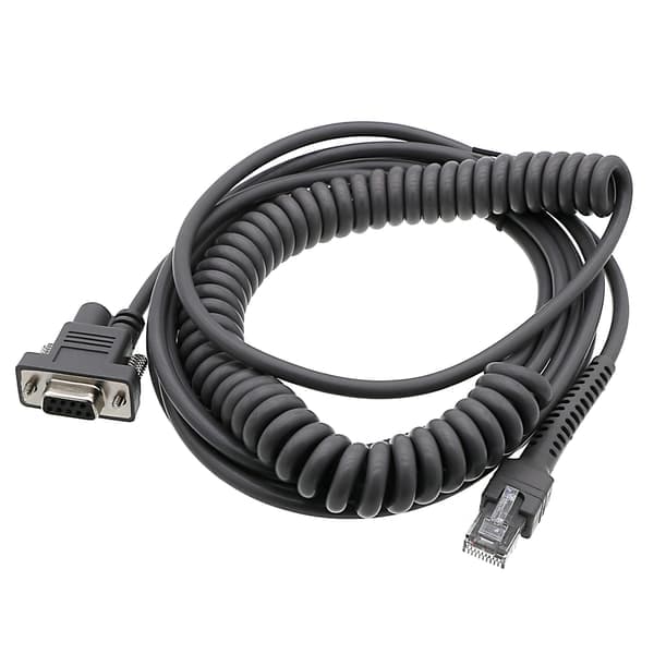 TS-Streckkodsläsarkabel Spiral - RJ45 till RS232 till Honeywell / Zebra / Symbol 5m
