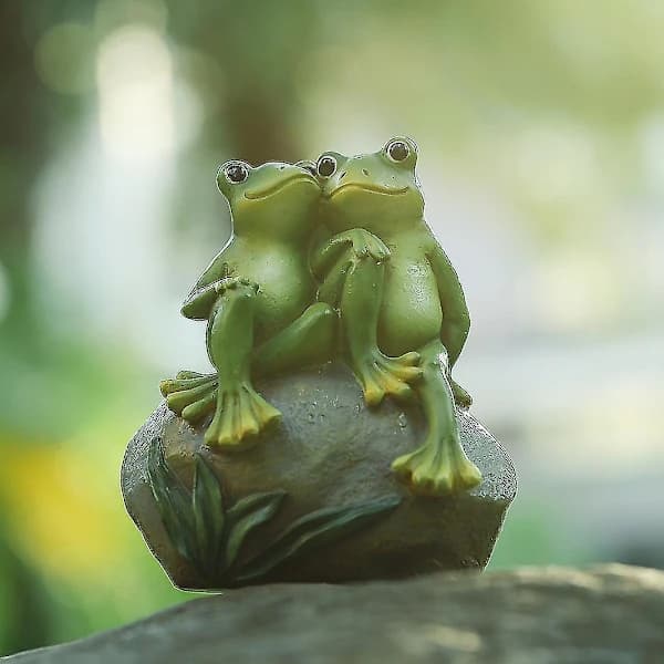 Lover Decor Havefrøer Par Statuer Harpiks Dyrefigur Udendørs Plænetilbehør