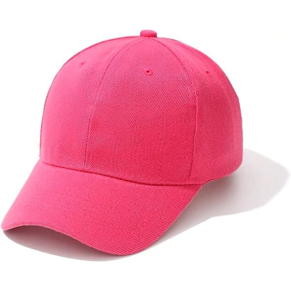 Unisex justerbar kasket i én størrelse med velcro, basic ensfarvet kasket til mænd og kvinder pink