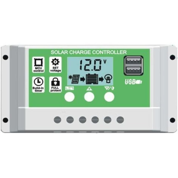 TS-30A Laderegulator Solpanelregulator til bly/lithium batteri 12V/24V Intelligent laderegulator med LCD-skærm og doub