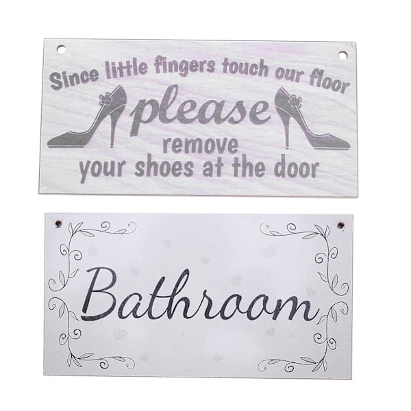 TS-2 stk. Håndlaget Shabby Chic Stil Tre Hjemmeinnredning Dørskilt Plakett, \"Høye Hæler\" Mønster & \"Badro