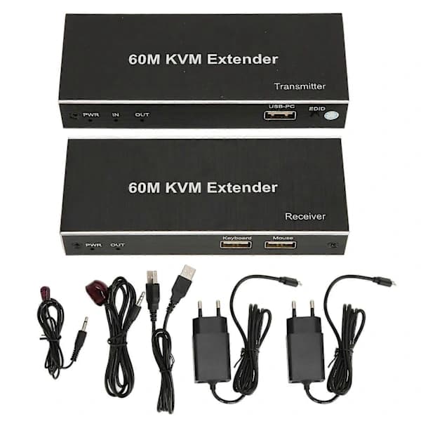 60m KVM Extender Multifunktionell 1080P 60Hz HD Multimedia Interface KVM USB Extender för TV DVD-spelare PC 100?240V