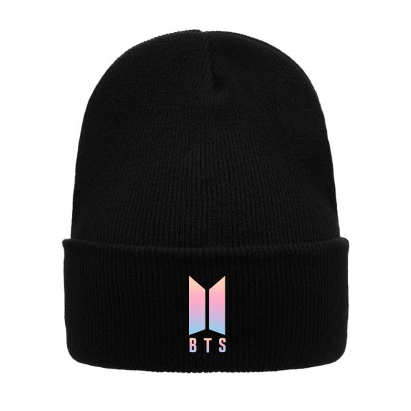 BTS Blød Strikket Hue Vinter Varmt Uldhue, Sort - Perfet