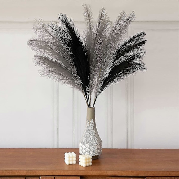 Stor Pampasgress Grå Kunstig 5 Stilker Ekstra Fluffy Kunstig 70cm Blomsterbukett Fjær Stue Hjem TAO (YJD)