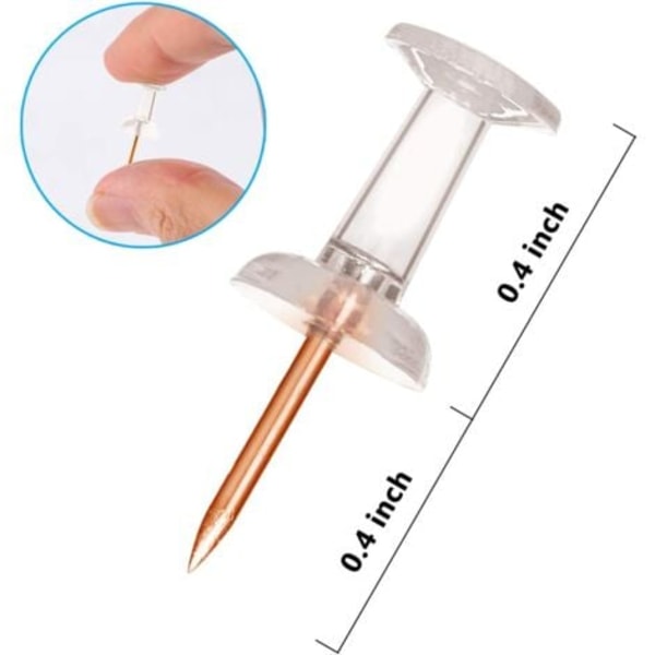 Roséguldfärgade häftstift 100 st standard Nål i guldpläterat stål och transparent plasthuvud