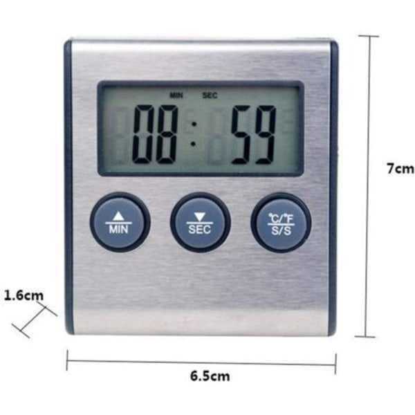 300°C Madlavningstermometer med Alarmtimer - Temperaturmåler til Køkken BBQ