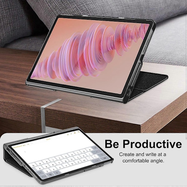 Etui til Lenovo Tab Plus 11,5 tommer TB351FU med varmeafledende læderstativ - Sort - WELLNGS