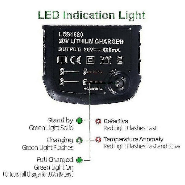 10,8 V 14,4 V 20 V Oplader til Black&decker Li-ion Batteri Udskiftning Elektrisk Boremaskine Skruetrækker Elværktøj Batteri EU-stik Lbx20