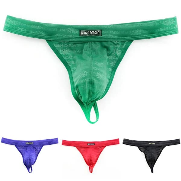 Pustende, sexy herreundertøy, stringtruser, lav midje, grønn M Grønn