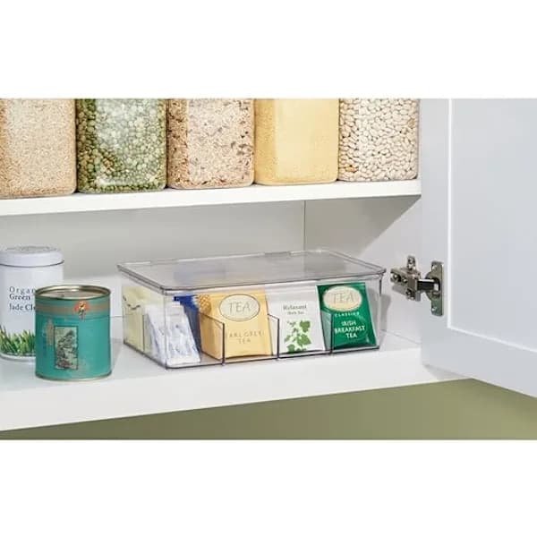 Transparent teboks med 8 rom - oppbevaringsboks i plast - FA-
