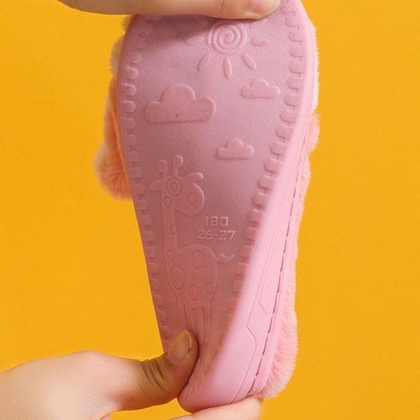 Børns søde lille kanin plys bomuld hjemmesko Tegneserie Varm - Perfekt Pink 34