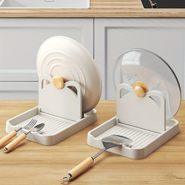 Creative Cat Ear Kitchen Lid Holder Multifunctional Vertical Foldable Wall-Mounted Spoon Rest Grey
