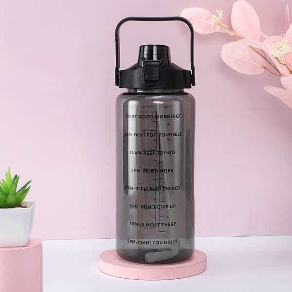 TS-2 liters motivationsflaske med skema & tidsmarkør - Sort