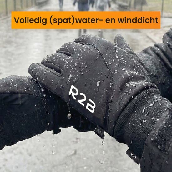 R2B Vinter Touchscreen Handsker til Mænd Kvinder, Vandafvisende Anti-Slip Termiske Handsker til Cykling Løb Udendørs, Sort, M
