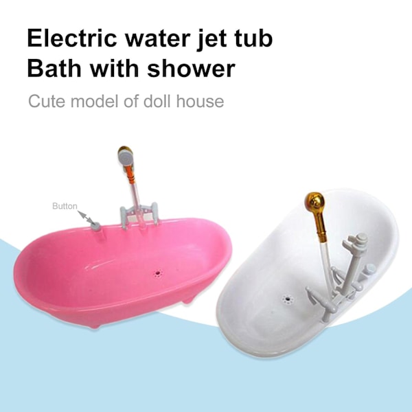 ZHOUBA Elektrisk dukke badekar sprøjtende vand lyd miniature dukkehus badekar til 1/6 dukker Db