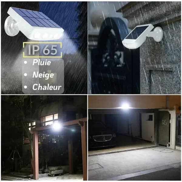 Waterproof Outdoor Solar Lamp with Motion Detector - High-Quality Fast Charging Panel - 4 COB LEDs, Cool White, 500 Lumens