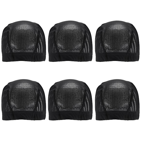 TS-6 stk Parykkhette for parykklaging Elastisk Dome Mesh Parykkhette Dame Front Lace Parykk Svart