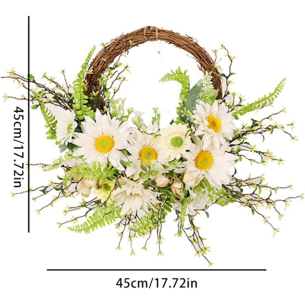 Konstgjord Solroskrans 45 cm Dörrkrans Vår-Sommar Krans Dekoration för Fest