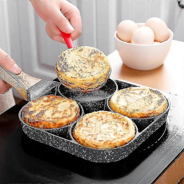 Non-stick Multifunksjonell Eggpanne Kjøkkenutstyr 4 Hull Stekt Egg Burger Panne -