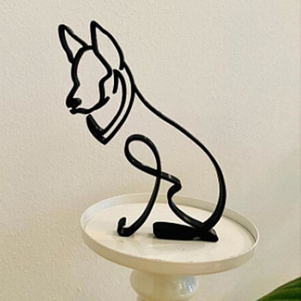 Modern abstrakt minimalistisk metall hund skulptur dekorationer staty hem rum prydnadsföremål Hound