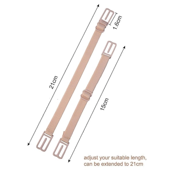 Pakke med 6 BH-stroppeklips, Elastisk Sklisikker Stroppeholder, Svart, Beige, Hvit-Perfekt