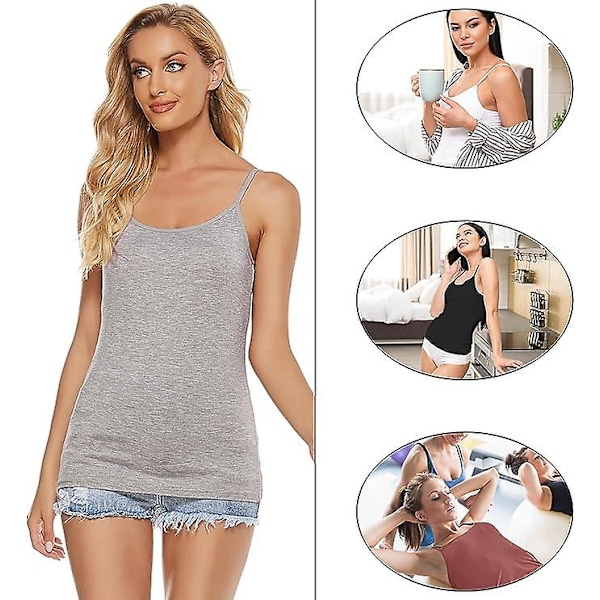 5 stk Basic Camisole Justerbar Camisole Spaghetti Stropp Tank Top for Kvinner og Jenter (stor