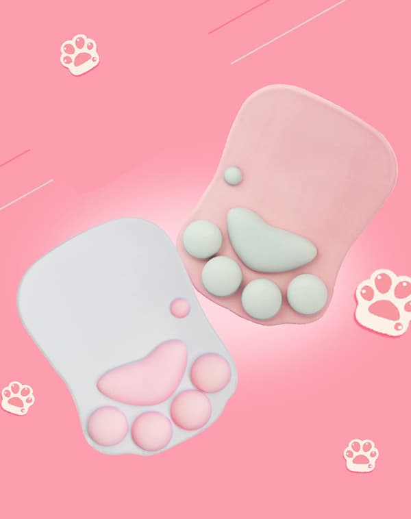 Cat Mouse Pad with Wrist Rest, Ergonomic Portable Mouse Pad (Pink)