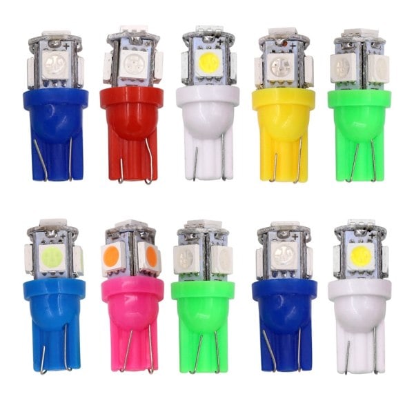 T10 w5w LED med 5st 5050SMD Gul-chip 12v DC 10-pack - Perfekt