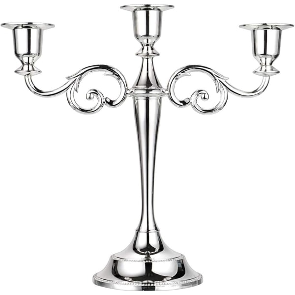 3 Metal Candelabra - Ljushållare för formella evenemang, bröllop, kyrka, semesterdekor, Halloween, silver