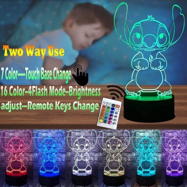 Stitch yölamppu, Lilo ja Stitch lahjat 3D Stitch lamppu lelu