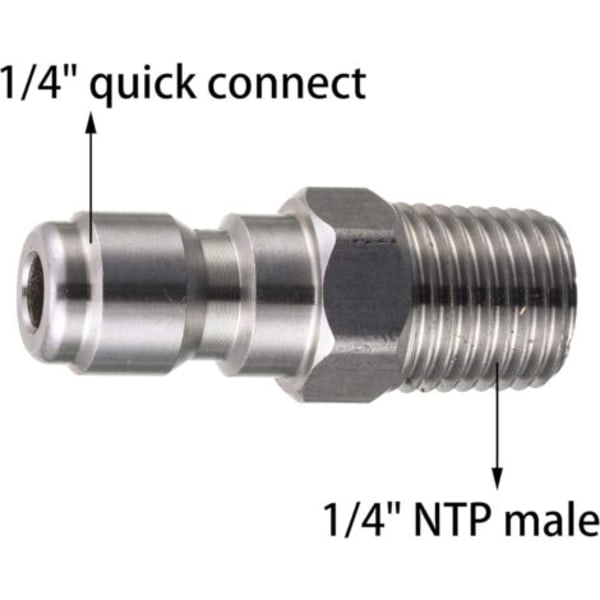 Koppling för högtryckstvätt, snabbanslutningskontakt, 1/4\" NPT hane, 5000 PSI, 2-pack