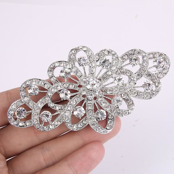 4\" Brude Blomsterbånd Broche Klare Krystaller
