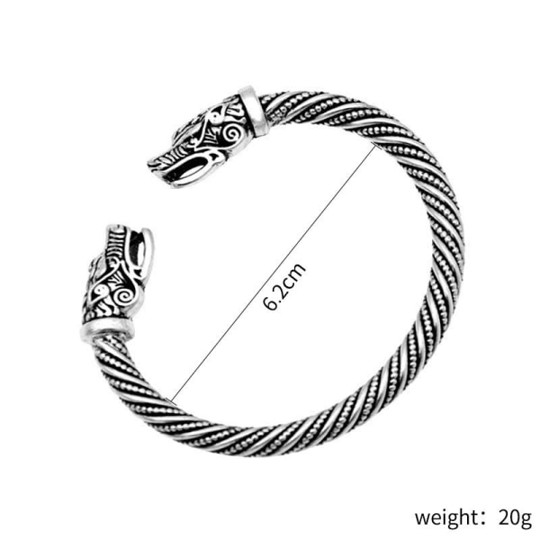 Armbandsmanschett för män Wolf Head Viking Armband Smycken Tillbehör (antik Silver Pläterad)