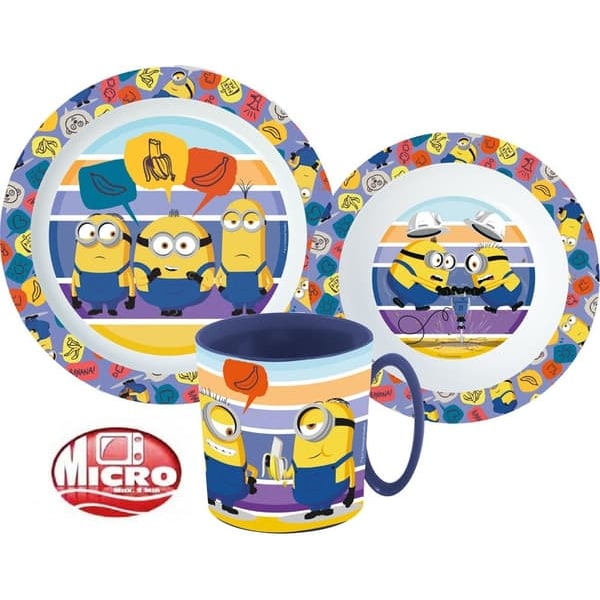 Minions middagsset, mikrovågsugnssäkert set med mugg 350 ml