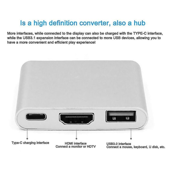 Typ-c till usb-c 4k hdmi USB 3.0 3 i 1 hubbadapterkabel för Apple Mac