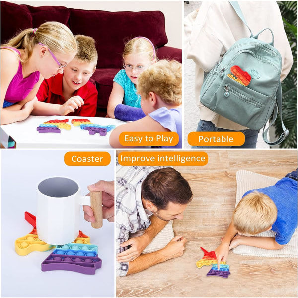 IC 2-pakkisen Sensorinen Pop-It Poppets Fidget-lelu - Yksisarvinen ja Dinosaurus