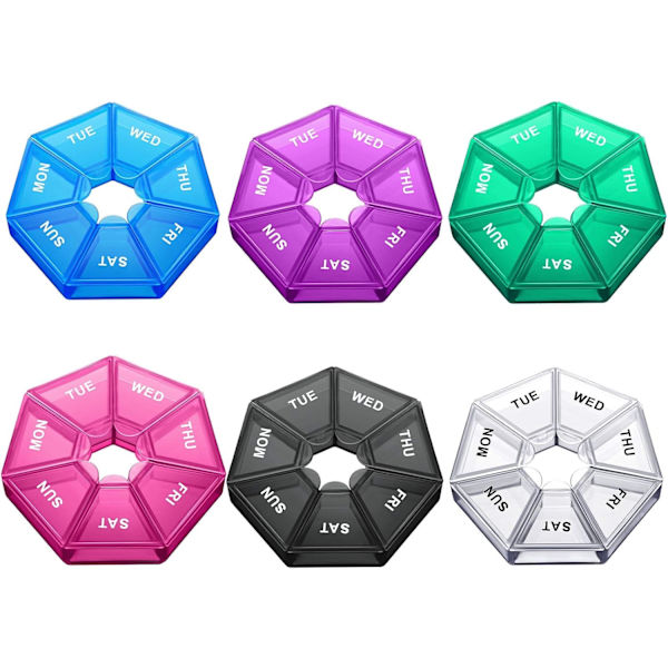 6 Small Pill Boxes Round Pill Box Small Pill Storage Box 7 Days M