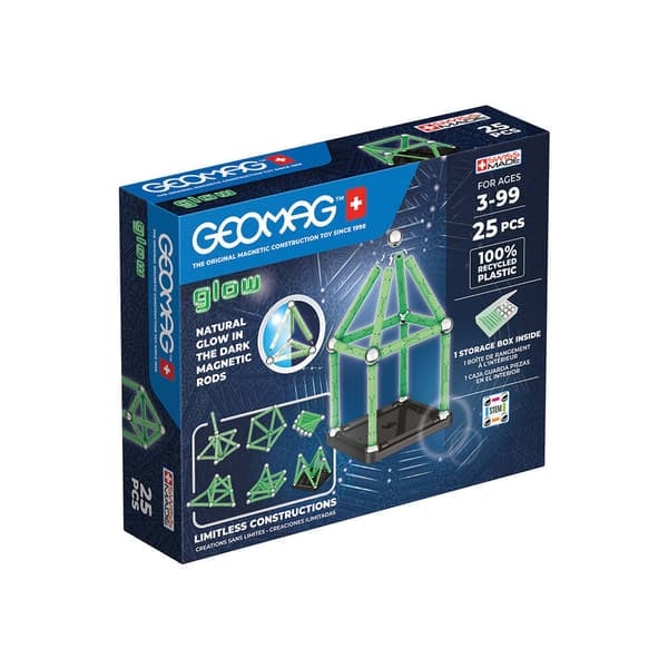 TS-Geomag Magnetiske Staenger Glow 25 deler – lysende magnetisk byggeleke