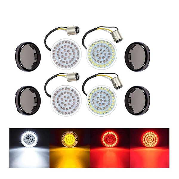 TS-Led Blinklys Pærer, 2 tommer Forreste Bageste Sort-finish Lys Røgede Linser Kit Til Touring Softail