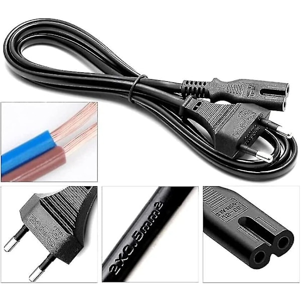 IEC C7 Virtajohto 1,5m Musta, Euroliitäntä Figuuri 8 Virtajohto Samsung Philips Lg Sony TV:lle, Ps4, Tietokoneen Näytölle, Dvd