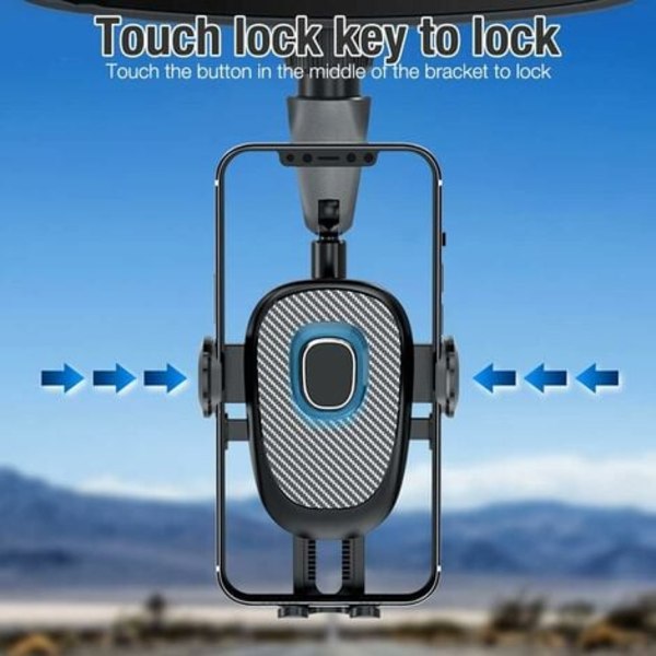 TS-Support Telefon Bakspejl Bil, 360° Roterende Mobiltelefonholder, Multifunktionel Telefonholder, Anti-Chok, til Smartphone,