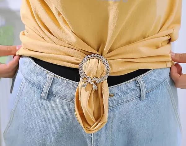3-pak T-shirt-clips og tørklæderinge, rhinsten-legeringstøj-spænder til kvinder og piger, 1,9 tommer silver