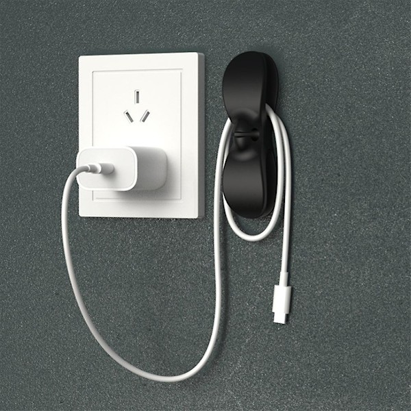 TS-10 stk. Kjøkkenapparat Ledningsvinder Universal Selvklebende Strømledning Organizer For Apparat Ledning Svart