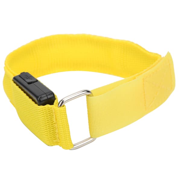 Reflekterende LED-armbånd med doble lysende stropper for nattløping, batteridrevet, gul