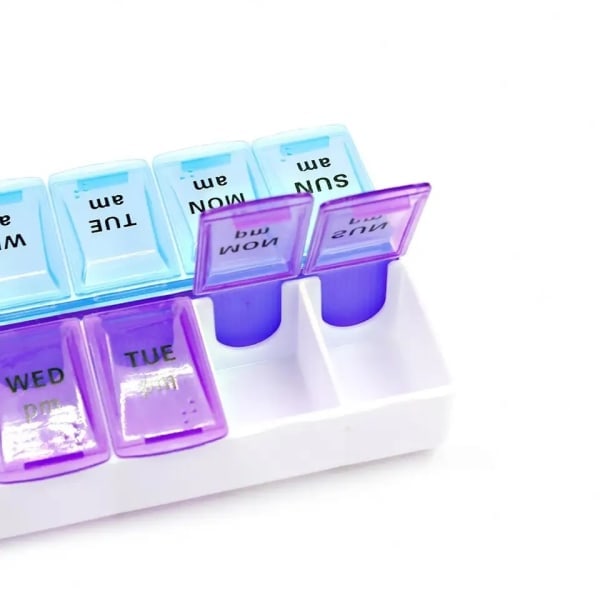 Praktisk 14-Facks Medicinask Tablettask Dosett MultiColor S